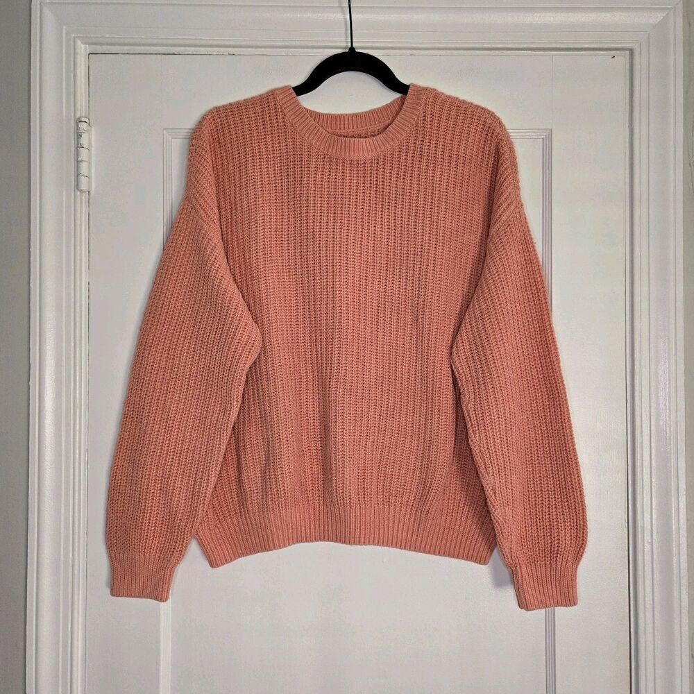 Sonoma Pink Chunky Knit Sweater Womens Large Cotton Acrylic Pullover